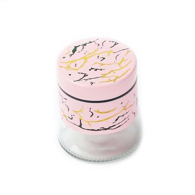 China Golden Amber Lid Large Freshness Preservation Marble Pattern Smell Proof Jar Jar Wedding Hotel Restaurant Glass Home for sale