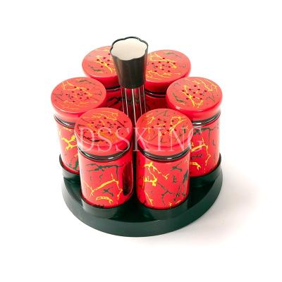 China 2022 New Luxury Traditional Storage Spice Marbling Jar Seasoning Container Cylinder Condiment Jars for sale