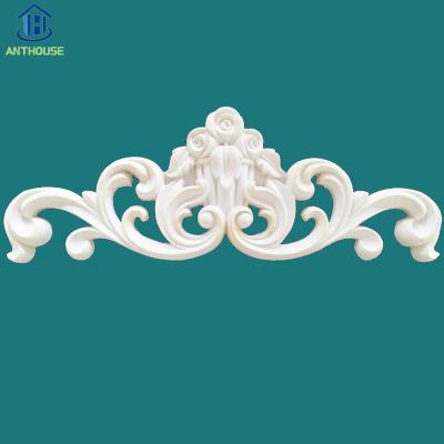 China Cheap high quality custom waterproof price wall appliques and interior onlays polyurethane veneer decor accessories PU flower ornaments for sale