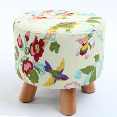 China Wholesale Round Small Size Custom Style Round Small Stools Living Room Sofa Bed Fabric Wood Stool Creative Household Bench Sofa for sale