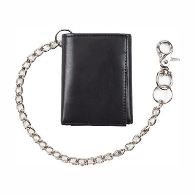 China RFID Blocking Anti Theft Lost Mens Triple Chain Wallet PU Biker Chain Leather Wallet for sale