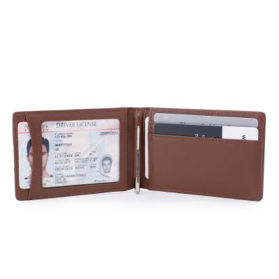 China Factory Made Custom RFID BSCI PU Leather Men's Wallet Minimalist RFID Blocking Money Clip Wallet for sale