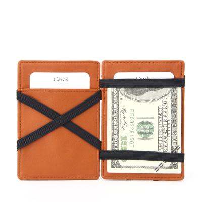 China Men's Slim RFID Flip Magic Wallet Minimalist Vegan Contract RFID Leather Card Holder Wallet for sale