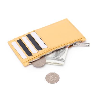 China Slim Minimalist RFID Zipper Custom Leather Coin Wallet Women Credit Card Wallet For Women for sale