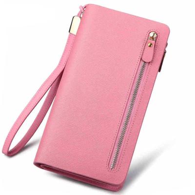 China Custom Fashionable RFID Ladies Clutch Purse RFID Blocking Long Vegan PU Leather Wallet For Women for sale