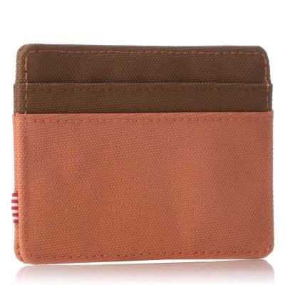 China Hot Selling Slim Minimalist Men's RFID Cloth RFID Polyester Canvas Credit Card Holder for sale