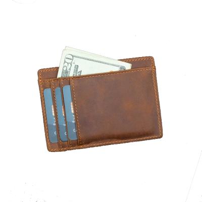 China Men's Genuine Leather Slim Contract RFID Blocking Card Holder Custom Personalized Genuine Leather Credit Card Holder for sale