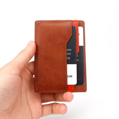 China RFID Blocking Men's Slim RFID Blocking Card Holder Mini Wallet Custom PU Leather Credit Card Holder for sale