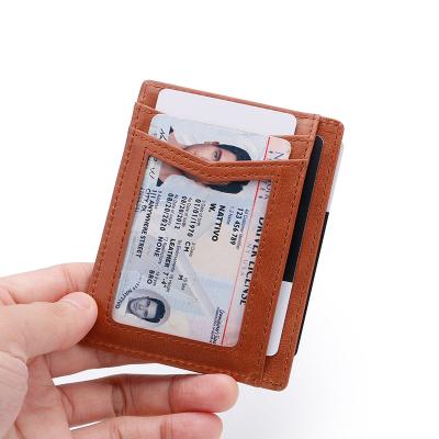 China Custom Genuine Leather Vintage Thin Wallet Slim Wallet Card Holder Wallet Credit Card Holder Genuine Leather for sale