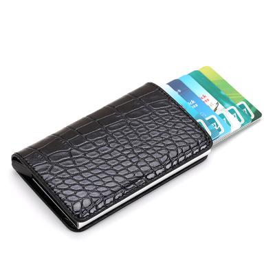 China RFID Blocking PU Cash Wallet RFID Metal Credit Card Leather Aluminum Holder for sale