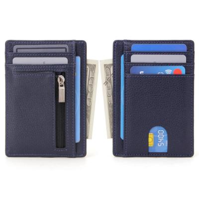 China RFID Slim Credit Card Holder Card Case Wallet OEM RFID Blocking Minimalist Slim PU Leather Men's Credit Card Holder for sale