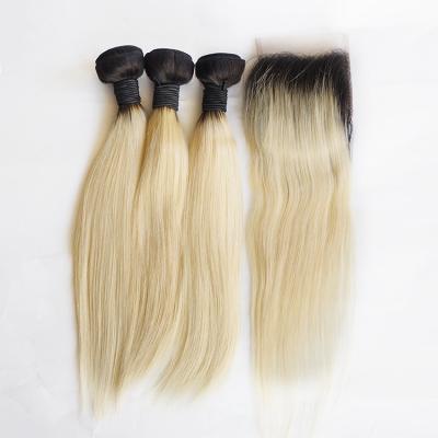 China Deep Wave Honey Blonde Straight Natural Lace Closure China Hair Bundles for sale