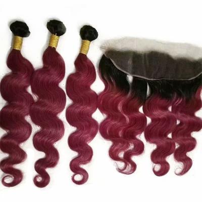 China Fashionable Ombre 100% Brazilian Black Body Wave Virgin Hair Gray Pink Purple Red Ombre Blonde Hair for sale