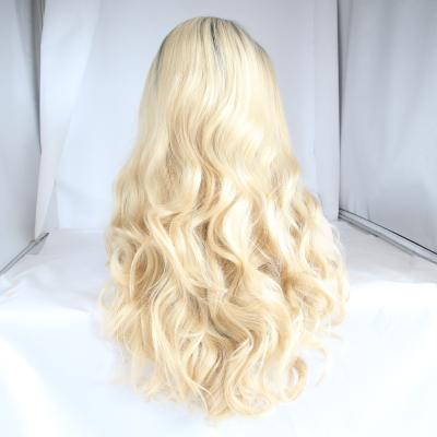 China Synthetic Straight Lace Front Wigs For Women Long Wave Ombre Blonde 613 Color Lace Wigs With Baby Hair for sale