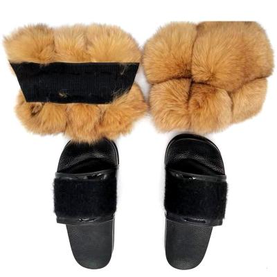 China New Style Fashion Trend Style Fox Fur Women's Indoor Slippers Long Hair Detachable Soft Custom Women's Slippers Indoor Sandals for sale