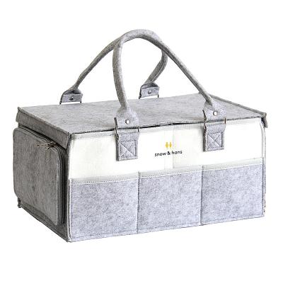 China Modern Customizable Felt Diaper Bag For Kids Baby Diaper Cart Organizer Custom Mommy Nappy Bag for sale