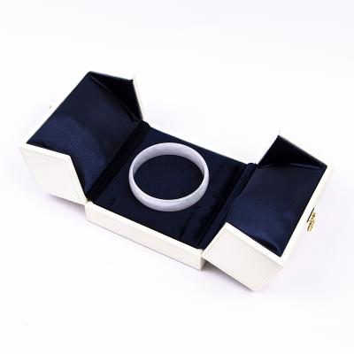 China Classic Elegant Velvet Leather Double Open PU Jewelry Bangle Box For Package Case for sale