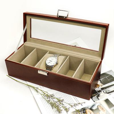 China Handmade Luxury Transparent Storage Bracelet Case Leather Men Collect Watch Boxes for sale