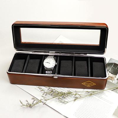 China 6 Slots Luxury Fashion Handmade Leather Watchband Case Gift Storage Boxes For Watches for sale