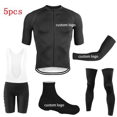 China Breathable Custom Logo Design MEN Bike Jersey Clothing Cycling Wear 5 Pcs Sets Mesh Quick Dry Bicycle Wear Unisex Set for sale