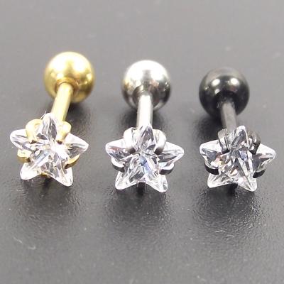 China Stainless Steel Punk Earrings Star Heart Stud Earrings Tragus Ear Bone Zircon Helix Earring Body Piercing Jewelry for sale