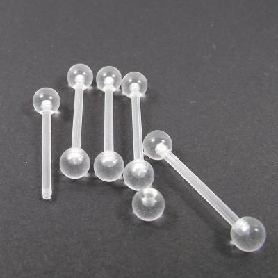 China Soft Transparent Tongue Ring Ball Flexible Tongue Nipple Ring Barbell Body Piercing punk 1.6x16x5mm Clear 14G for sale