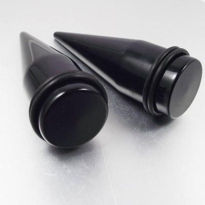 China Big Size 2Pieces Black Ear Expander Ear Taper Stretchers Punk Ear Plugs Body Piercing UV Jewelry for sale