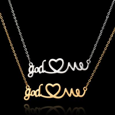 China Gold 316L Stainless Steel Religious God Love Me Heart Pendant Necklace for sale