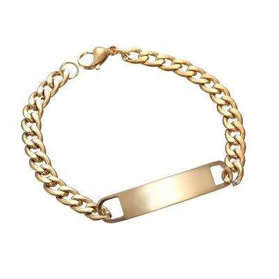 China FASHIONABLE Engraved Stainless Steel Bar Chain Bracelet Inspired Jewelry for sale