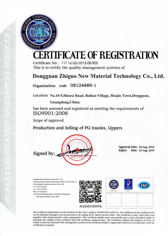 ISO9001 - Dongguan Zhiguo New Material Technology Co., Ltd.