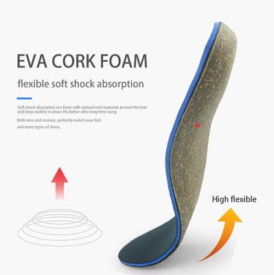 China Flexible Breathable Natural Cork High Arch Support Orthotics Insole Cork Shoe Insoles For Feet Flat Pronation for sale