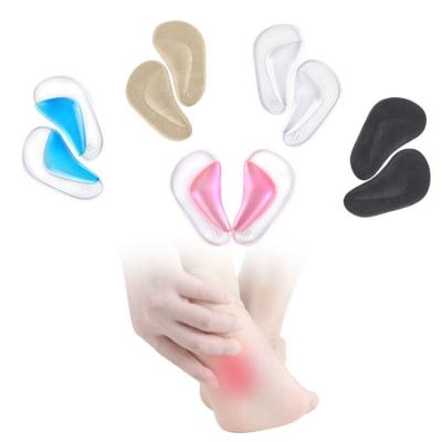 China Arch Support and Foot Massager Silicone Gel Adhesive Fasciitic Arch Support Shoe Cushion Adult Plantar Orthotic Pad for sale