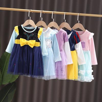 China 2021 New Spring Children's Clothing New Spring Children's Clothing Girl's Long Sleeve Dress Girl's Sheer Snow Mermaid White Velvet Skirt Wholesale for sale