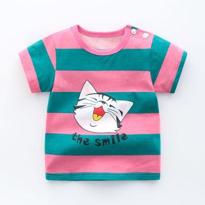 China Summer Baby Boys T-shirt Cotton Breathable Soft Cute Boys Casual Short Sleeve O-Neck Cartoon Tops Baby Shirt Tee For 0-2yrs for sale