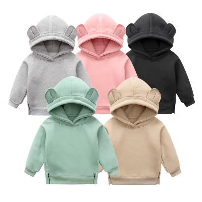 China Spring Breathable Sweater Winter Swimwear Cute Girl Ear Hoodie Korean 2021 Thicken Fleece Sweatshirt Kids Clothes for sale