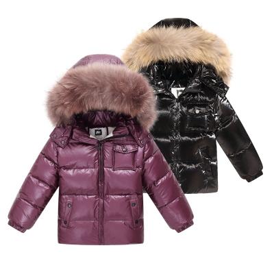 China Children's Winter Windproof Jacket Bomber Clothing Jackets Coat, Kids Clothes Outerwear Coats, Duck Down Girls Boys Jacket White for sale