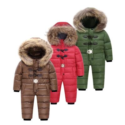 China 2022 Kids Clothing Breathable 90% Winter Down Snowsuit For Girls And Boys Warm Snow Wear Natural Fur Baby Kids Coats Overalls 2-6y for sale