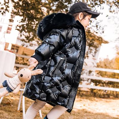 China Teen Winter Children's Clothing Girls Down Jacket Children's Windproof Clothes Thickened Down Jacket White Long New Arrival 2021 Warm Outerwear for sale