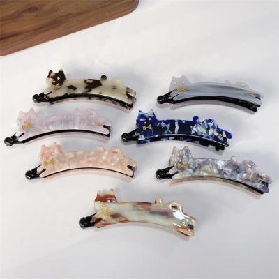 China Acid Cat Hairpin Environmental Friendly Acetate Hairpin Band Ponytail Clip Shape Holiday Lazy Style for sale