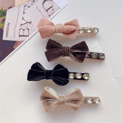 China Handmade Hair Accessories Cloth Bow Hairpin Side Bangs Korean Hair Accessories Girl Fashion Rhine-Diamond Clip New for sale