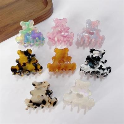 China Hot Selling Cute Bear Hair Claw Small Acetate Hair Claw Clip New Multicolor Claw Clip Clips Open Heart for sale