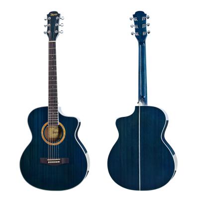 China Wholesale 40 Inch Mahogany High Gloss Handmade Cutaway OEM Guitar Acoustic Electric Guitar Made in China for sale