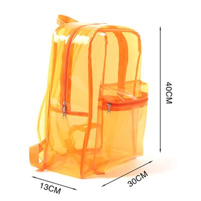 China Custom Wholesale Waterproof Casual Clear Plastic Schoolbag Fashion Candy Color Transparent PVC Backpack for sale