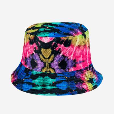 China High Quality Customizable Sunscreen Tie Dye Street Style Outdoor Sun Hat Adjustable Cotton Bucket Hat for sale