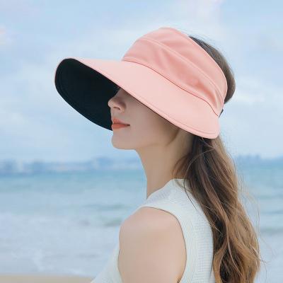 China Simple White Summer Customized Women Silk Double-Sided Summer Hat Large-Brimted Empty Sun Visor Sun Visor Hat for sale