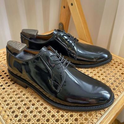 China Trend Design Black Precious Leather Office Flat Shoes Precious Leather Formal Shoes For Men for sale