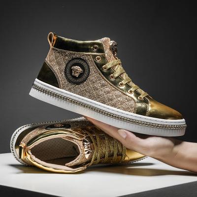 China Wholesale fashion trend walking shoes new fashion high top luxury men's casual shoes 2022 fashionable men's gold sports shoes for sale