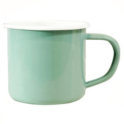 China Viable Wholesale Color Size Pattern Enamel Coating Handle Mug Enamel Style Custom Mug for sale