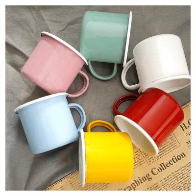 China Viable Wholesale Colorful Custom Design Outdoor Enamel Camping Travel Mug Utensils With Handle for sale