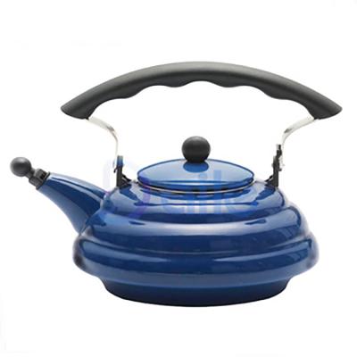 China Sustainable Chinese Clear Enamel Utensils Carbon Steel Blue Custom Made Teapot Set For Kitchen for sale